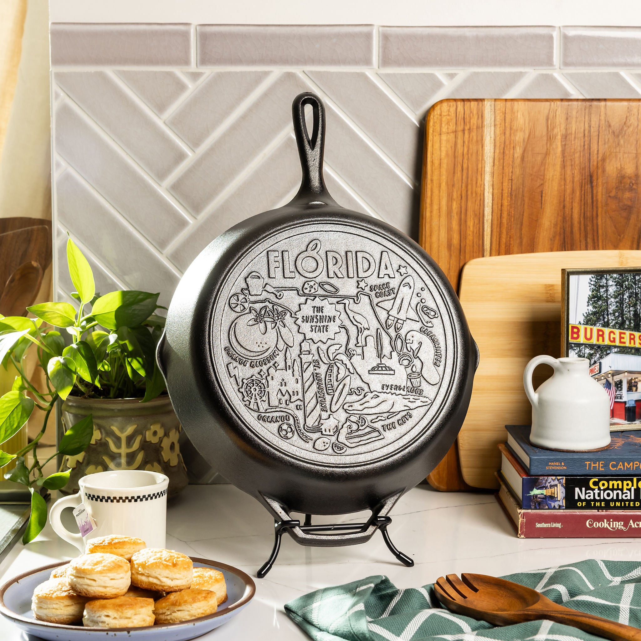 American Road Trip: 12 Inch Seasoned Cast Iron Skillet. Florida - Image 2
