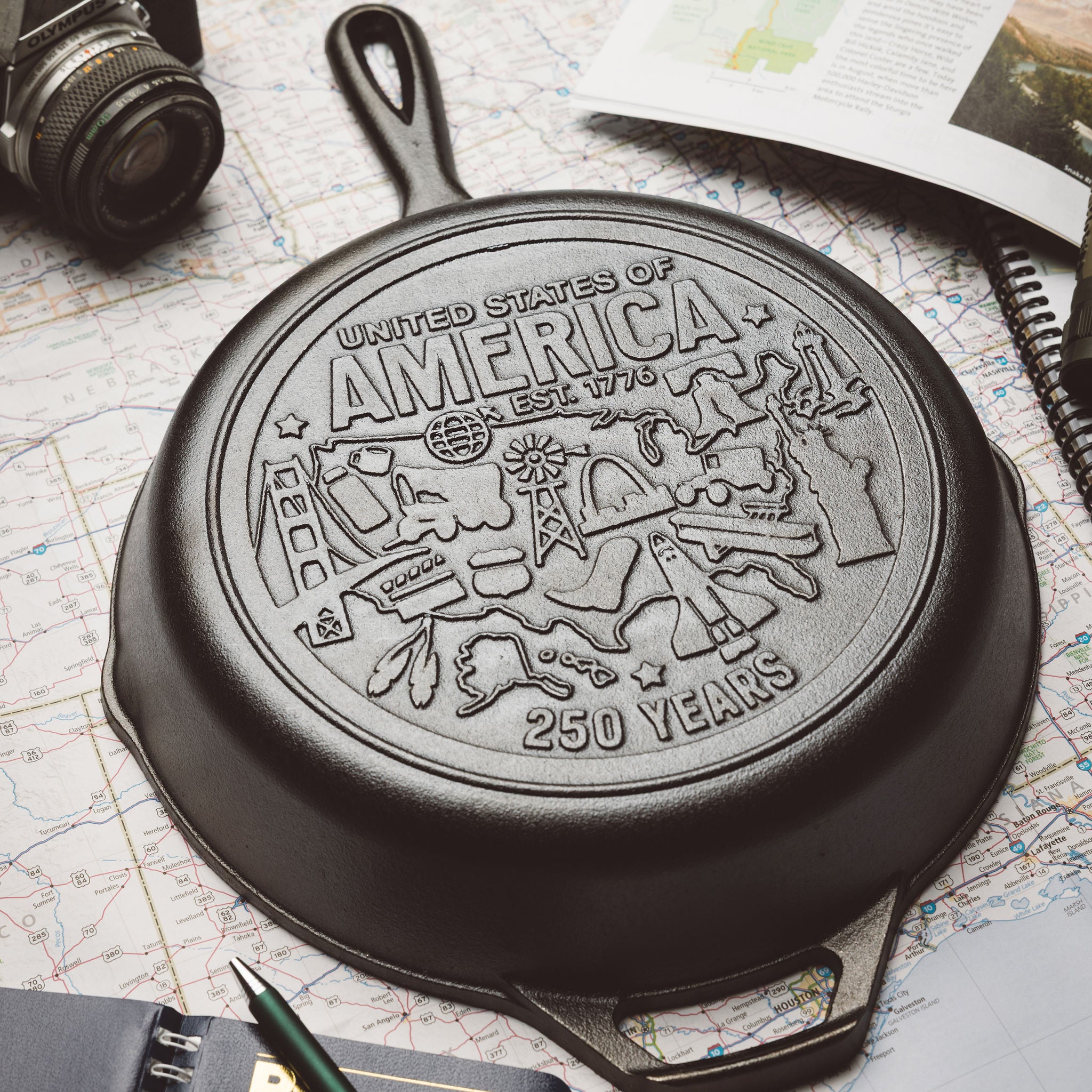 Lodge 10.25 Inch Seasoned Cast Iron Skillet. USA Icons - Image 3